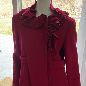 Burgundy Red Elie Tahari wool coat size Large